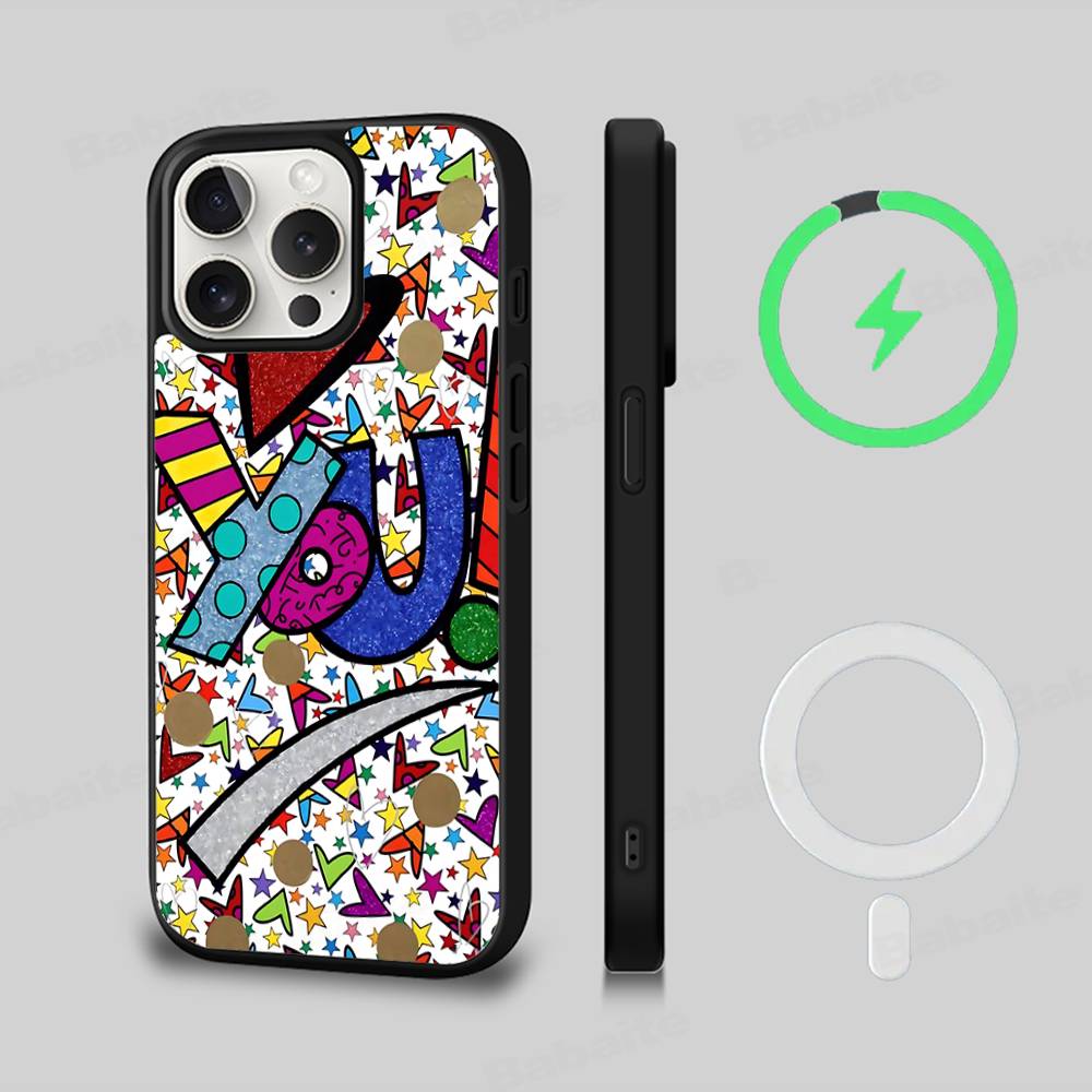 Art R-Romero Britto For Magnetic Phone Case For IPhone 17 16 15 14 13 12 11 Plus Pro Max PC+TPU Cover