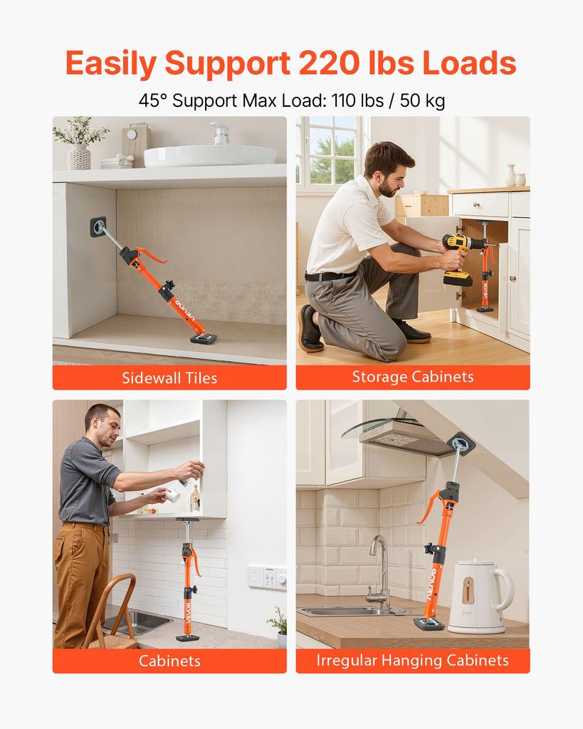 VEVOR Cabinet Jack Support Pole, 2-Pack, 40-60 Cm Steel Telescopic Quick Support Rod