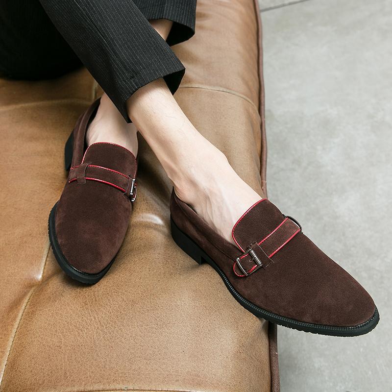 2025 Britischer Stil schlichte Business-Schuhe Herren Leder mattiert Flip Fell Slipper Slipper spitz Erbsen Freizeitschuhe