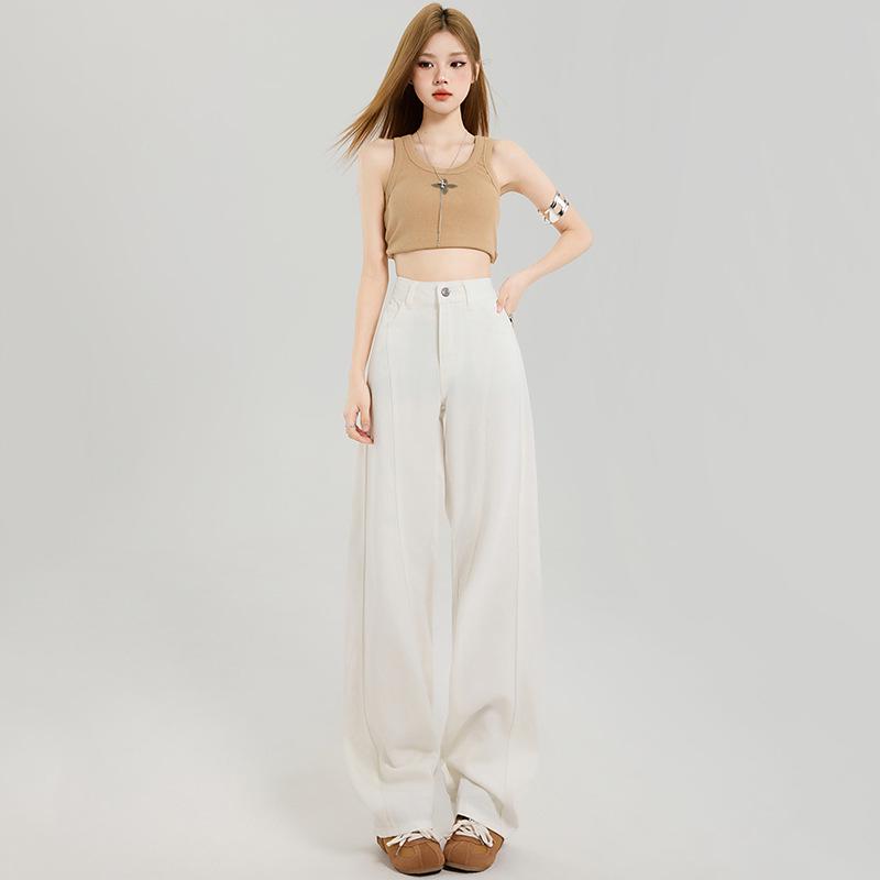 Korean Style Light Blue Wide-Leg Jeans for Women - 2026 Spring/Summer Collection Extra Small