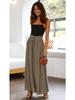 Euro-American Summer Wide-Leg High-Waisted Women's Culottes with Elastic Waistband