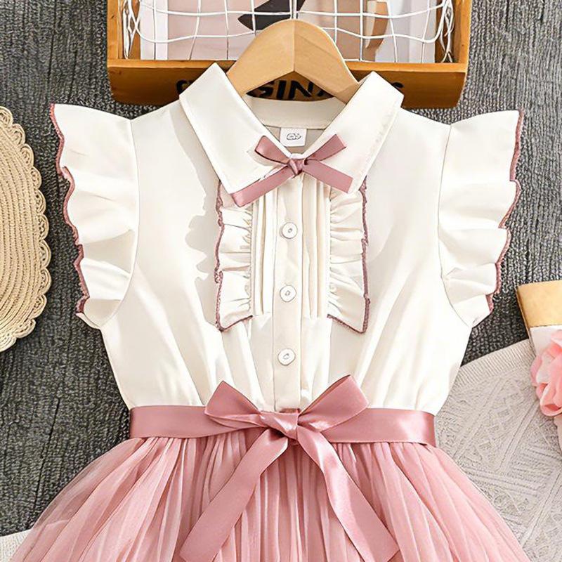 Summer New Style Cute Mesh Princess Dress With Waist-Cinching And Slimming Effect For Girls And Older Children