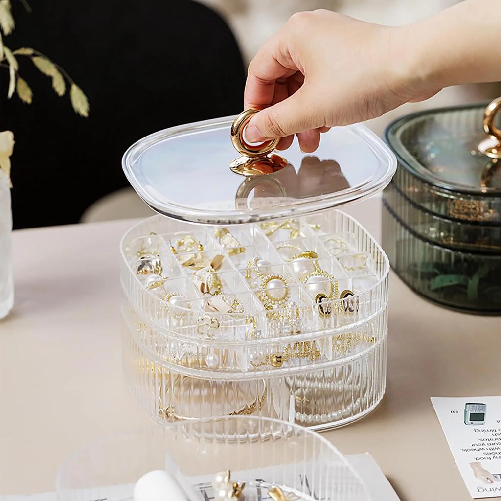 Jewelry Box, Jewelry Organizer with Handle, Clear Jewelry Boxes for Women Girls, Make Up Organizer, Jewelry Storage Holder