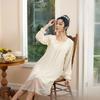 Women's Princess Style Long Sleeve Mesh Nightgown: Simple, Comfortable Court-Inspired Loungewear.