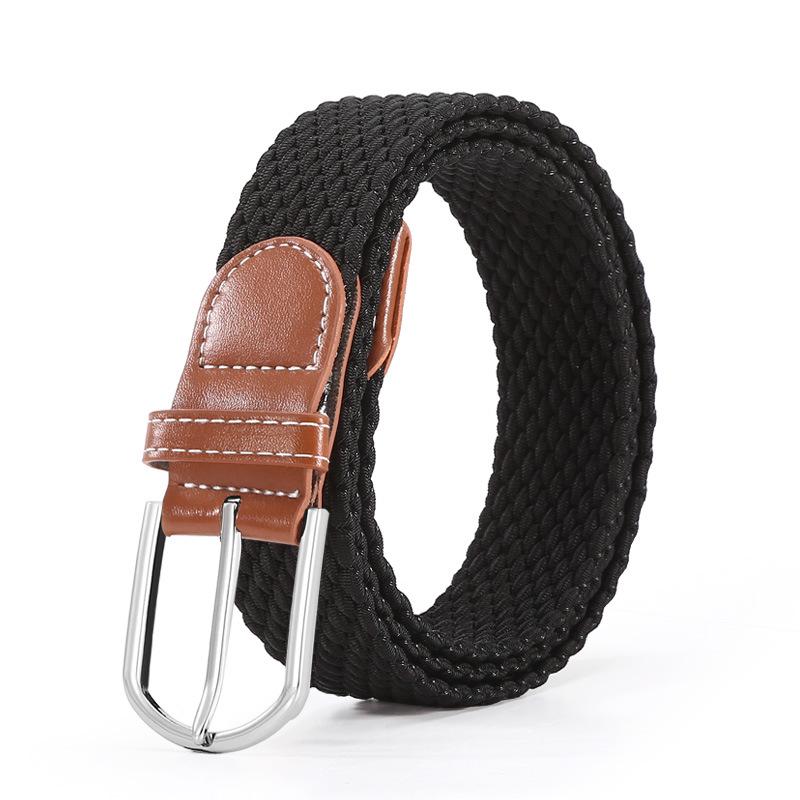 Unisex Casual Stretch Canvas Gürtel mit Leder Dornschließe