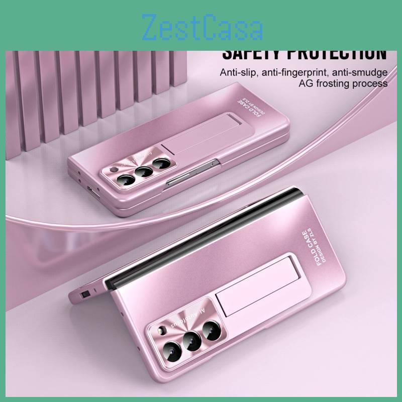 For Samsung Galaxy Z Fold 5 Trendy Pc Case With Stand And Pen Clip For Fashionforward And Practical Use