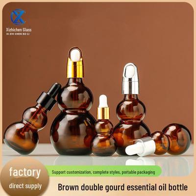 Flacone da viaggio creativo in vetro marrone a doppia zucca per oli essenziali, per campioni di cosmetici ed essenze