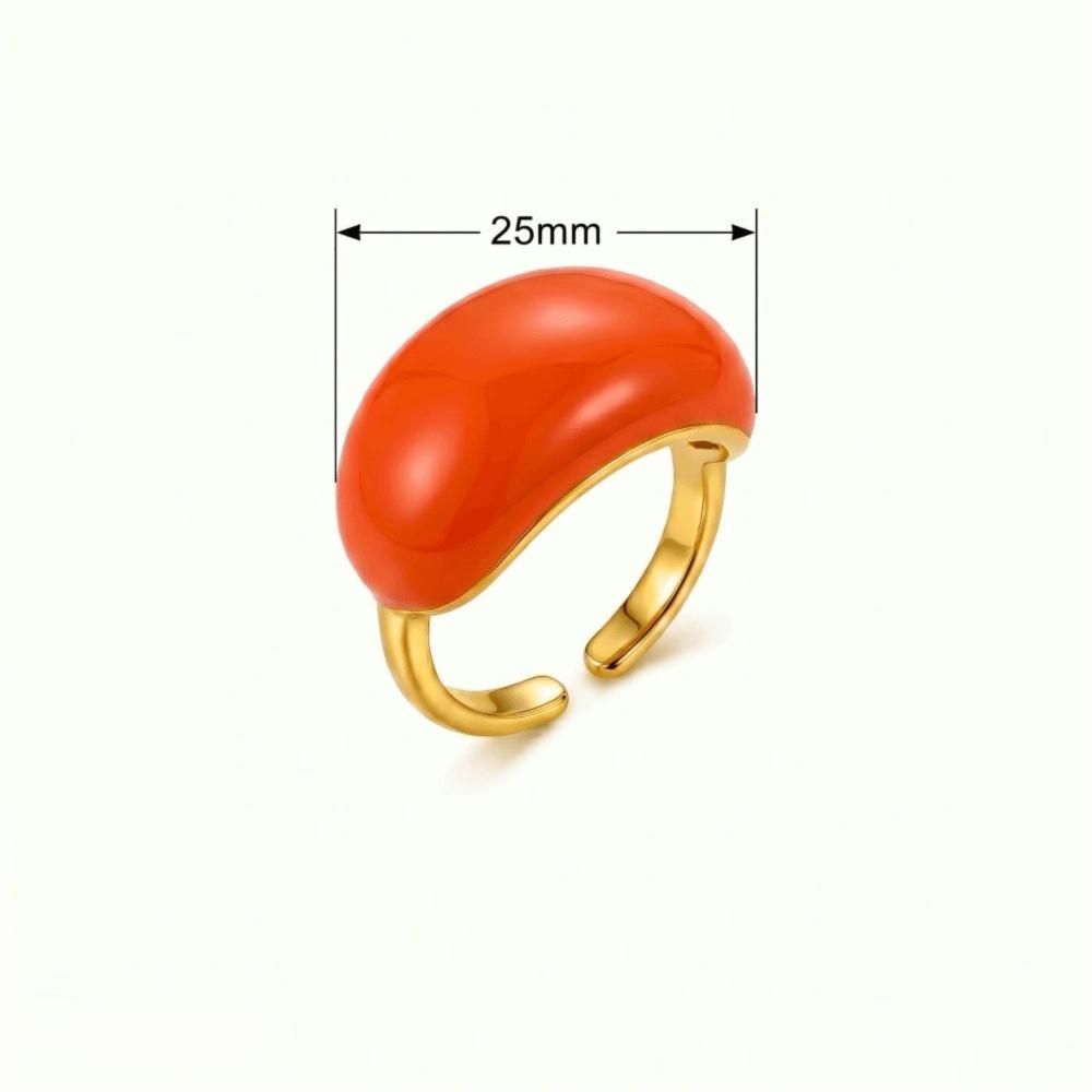 Enamel Drip Glaze Enamel Ring Irregular Shaped Open End Ring New Gold Plated Ring Gift оранжевый