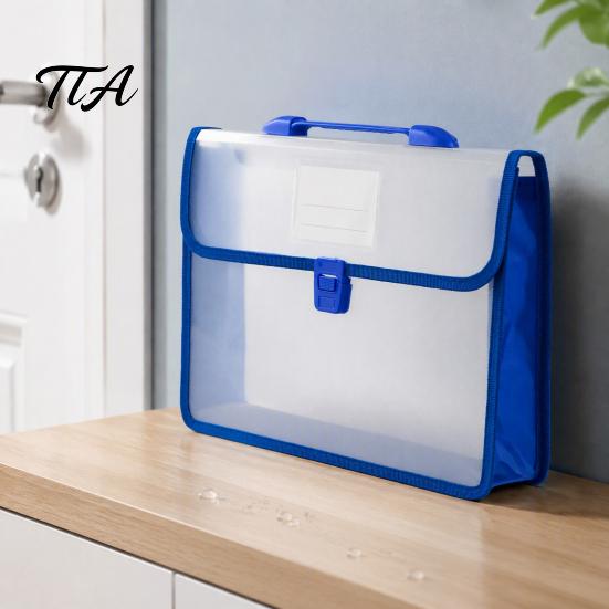 Study Material Storage Document Organizer with Handle And Buckle Closure, Expandable Waterproof File Bag, Clear Plastic Folder 800 Sheets Capacity