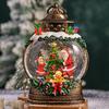 Christmas Snow Globe Craft Gift with Music & Light Glittering Music Box Santa Carriage Ornament for Holiday Decor Xmas Gift