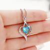 I Love You Mom Engraved Heart Pendant Necklace with Blue Center Stone and Sparkling Accent Sentimental Mother Jewelry for Women
