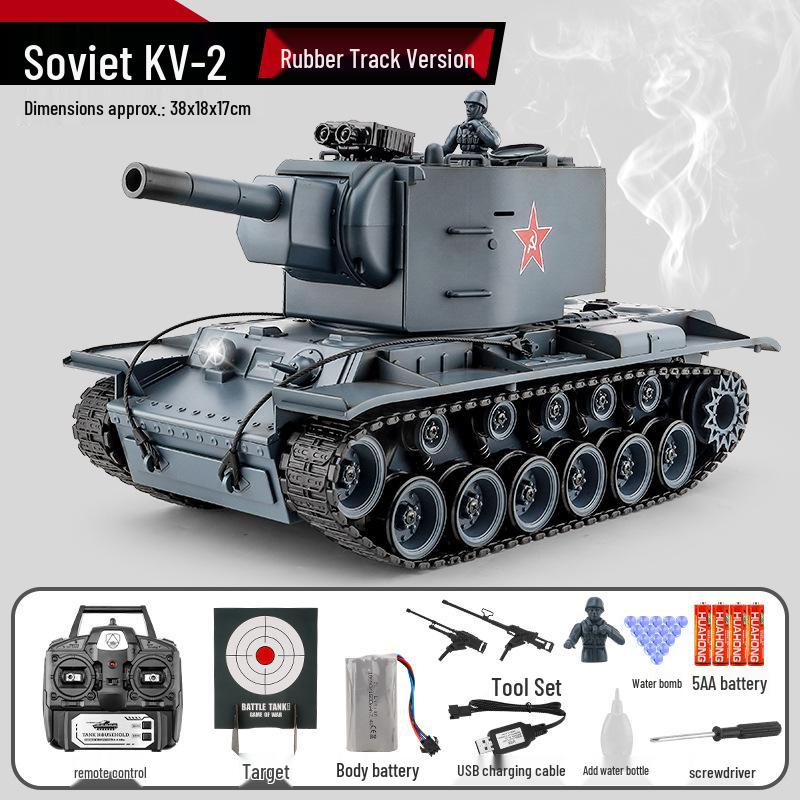 Soviet KV2 RC Tank Toy - WWII Alloy Model with Water Bomb Features 2 Batteries