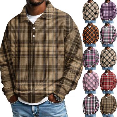Camisa informal de hombre con botones, jersey de golf con cuello en V y cuello alto, sudadera de moda para otoño.