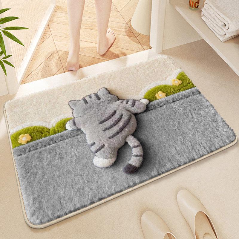 

Cartoon Heart & Puppy Doormat: Cute, Water-Absorbent, Dirt-Resistant Faux Cashmere Bathroom Mat 40*60cm Thickened Faux Cashmere