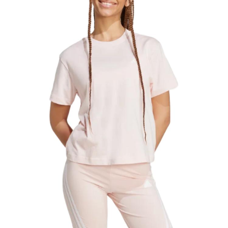 Adidas Women's Essentials Small Logo T Shirt Sandy Pink JH3694