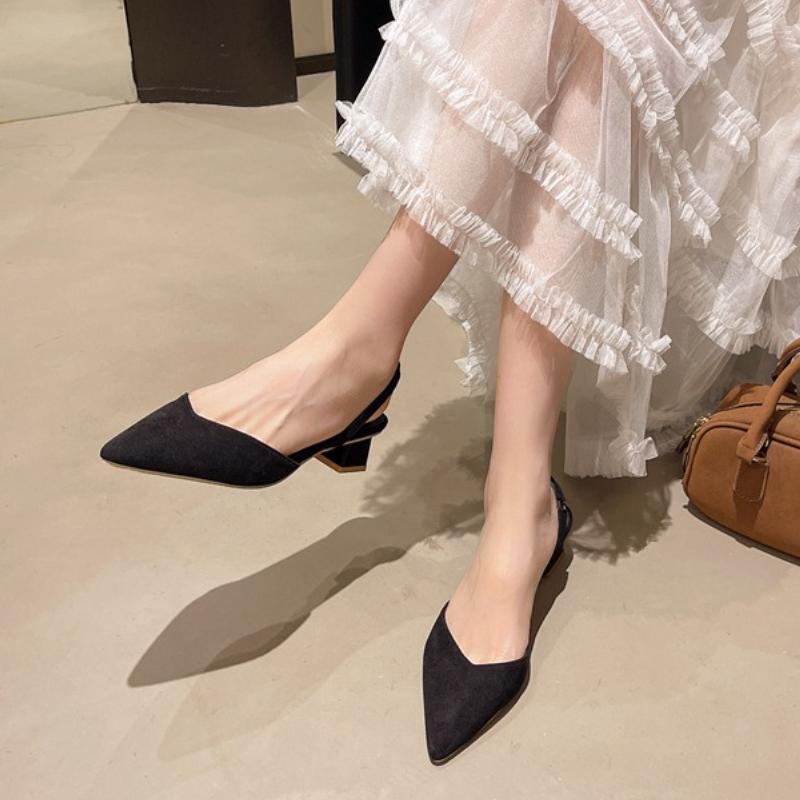 Summer Women Baotou Sandals Fashion 2025 Heels Pumps Female Silk Sexy Pointed Sandalias De Mujer Women's Shoes
