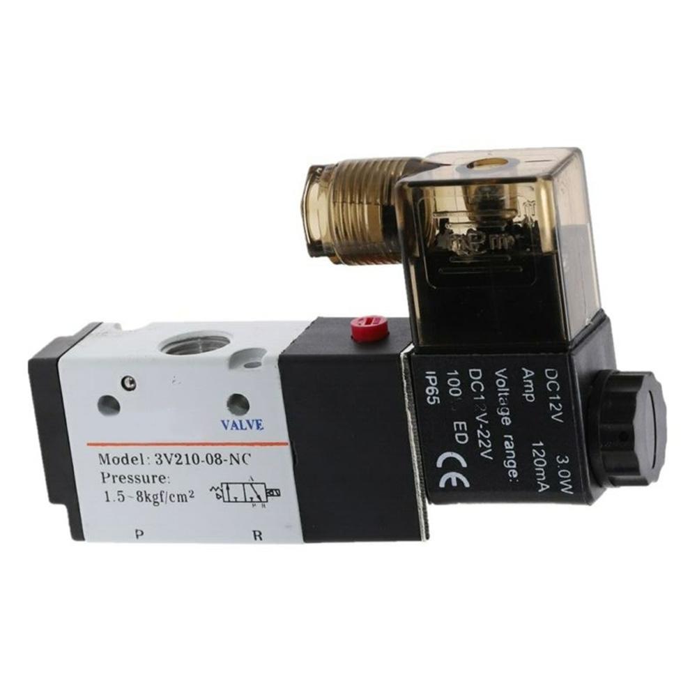 DC 12V 3V210-08 2 Position 3 Way 1/4 PT Air Pneumatic Solenoid Valve 0.15-0.8MPa