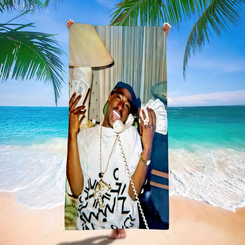 Asciugamano da Spiaggia Tupac Shakur Asciugamani da Bagno Colorati per Ragazza Microfibra Asciugatura Rapida Senza Sabbia Personalizzabile Spiaggia Yoga Spa Palestra Piscina