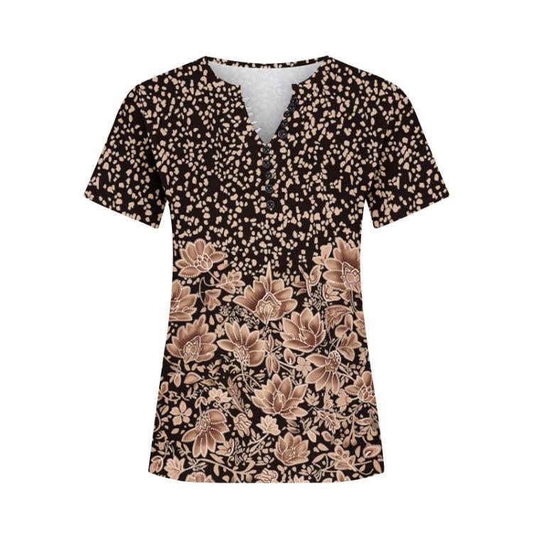 2023 Summer Women Printed Loose-Fitting Pullover Tee Tops