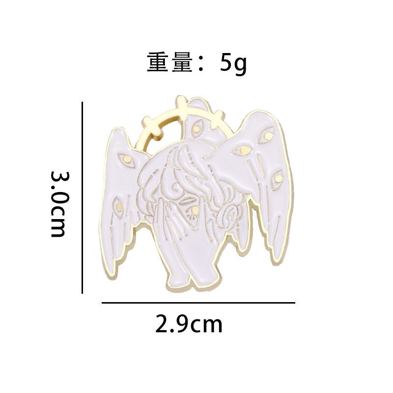 Brooch Alloy Striking Of Cartoon Demon Girl Design With Wings And Halo For Bags Trendy