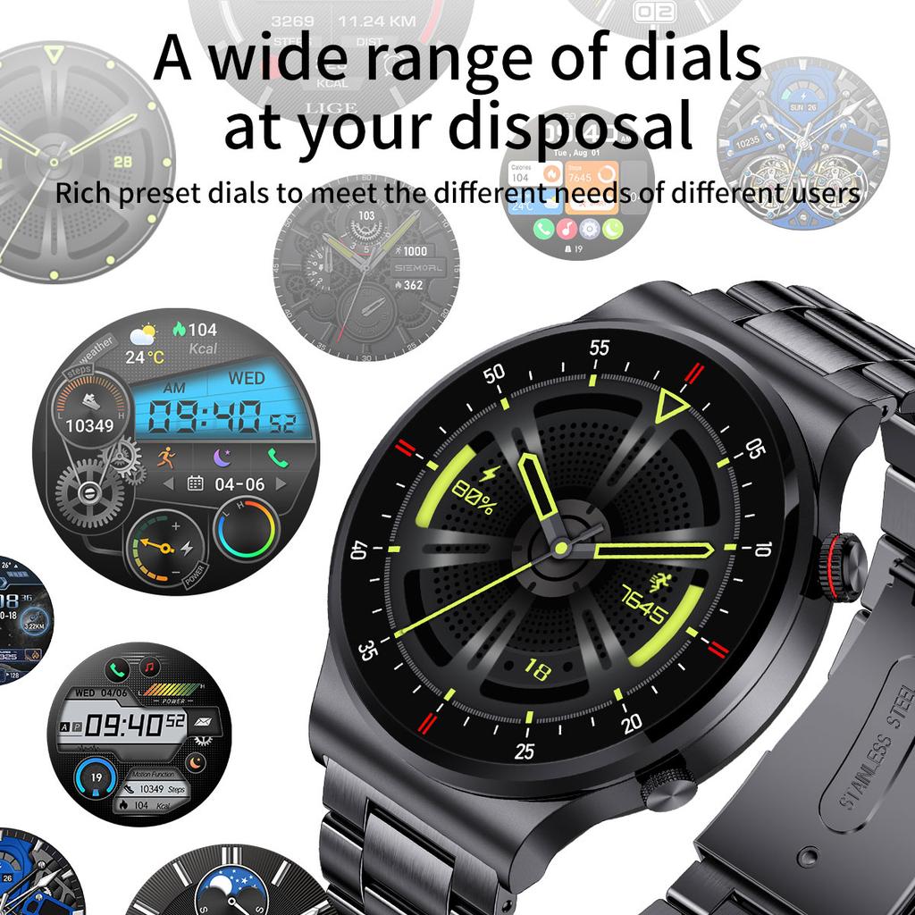 Outdoor Sport Smart Watch Men 1.85 inch AMOLED Screen Health Detection Waterproof Bluetooth Call Smartwatch For Android OS