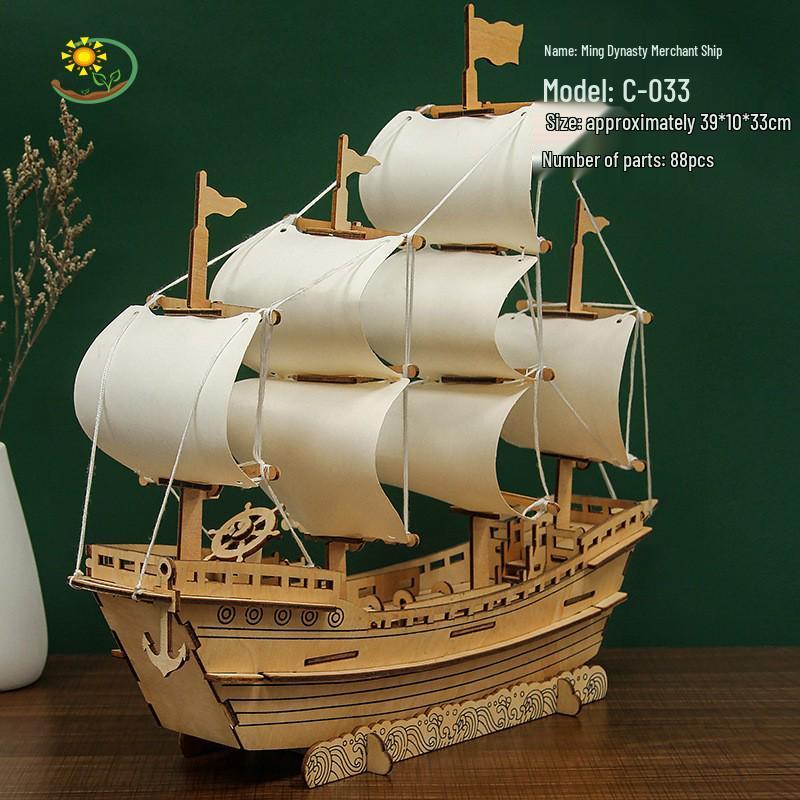 Cross-Border Wooden 3D Puzzle DIY Educational Model Toy for Kids