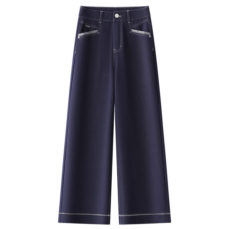 Women's Denim Blue Wide-Leg High-Waist Jeans for Summer 2025