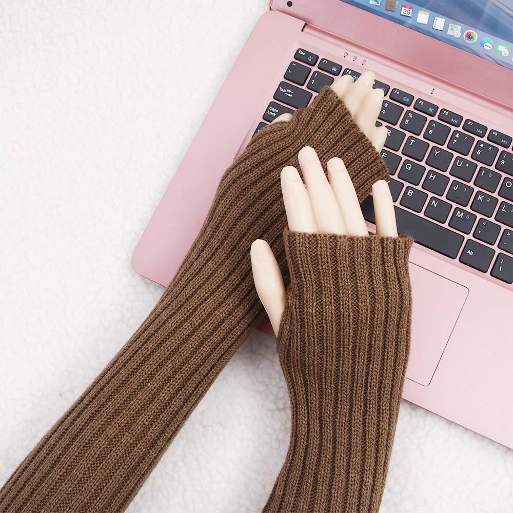 Color Fingerless Gloves Female Arm Warmers Wool Sleeve Cuff Knitted Arm Warmers Elastic Gloves