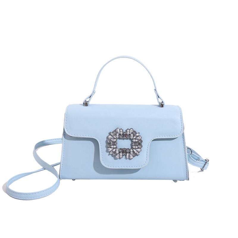 

Модна маленька квадратна сумка, інкрустована діамантами, нова текстурна сумочка 2024 року, жіноча сумка, закордонна сумка через плече синій