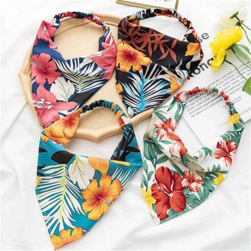 Bohemian Big Flower Bandanas Hair Scarf For Women Fashion Triangle