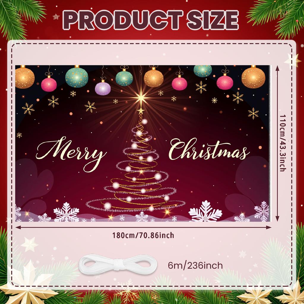Christmas Decoration Holiday Theme Christmas Backdrop New Year Banner Light String Holiday Banner For Holiday Celebration Event