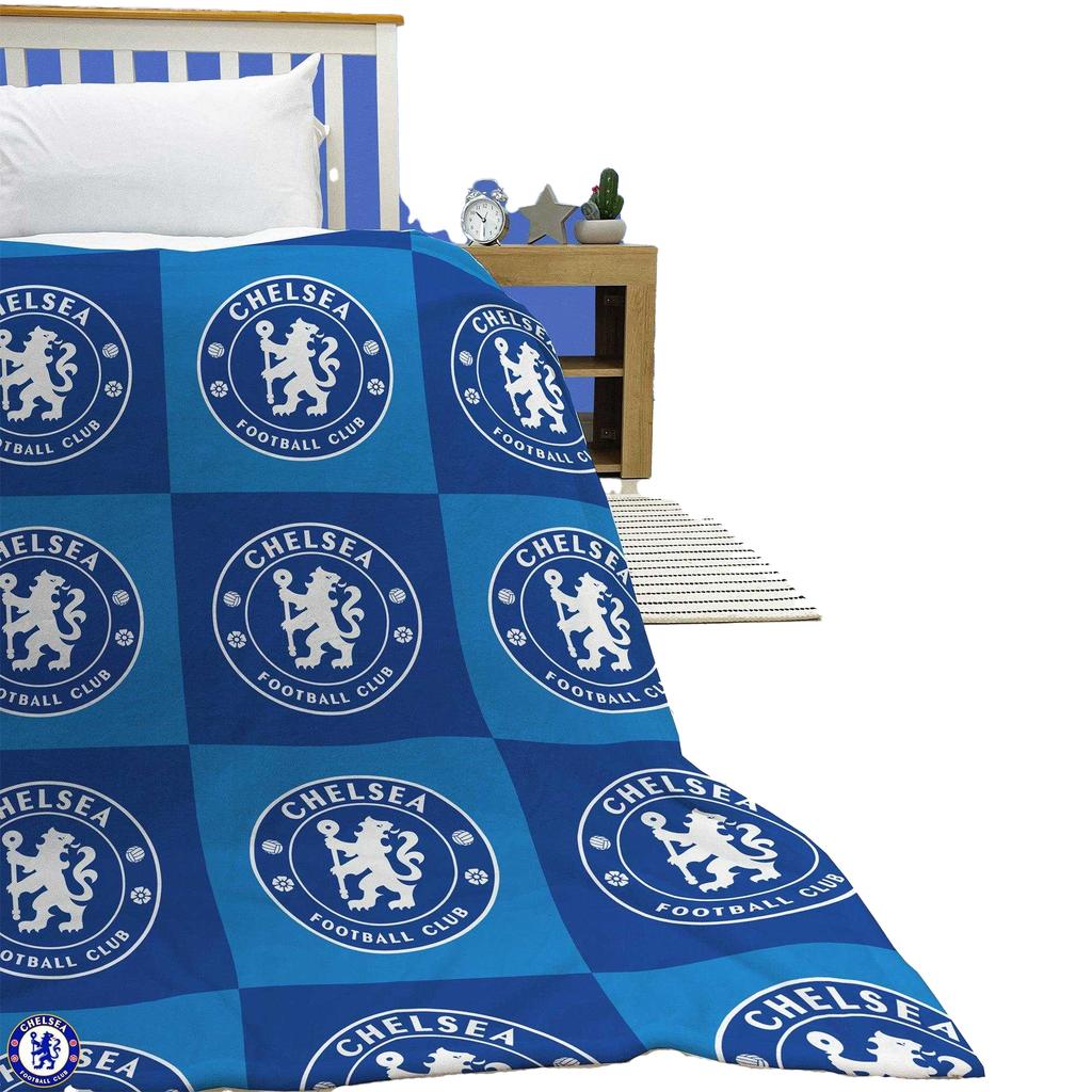 Chelsea FC Polyester Checkered Fleece Blanket