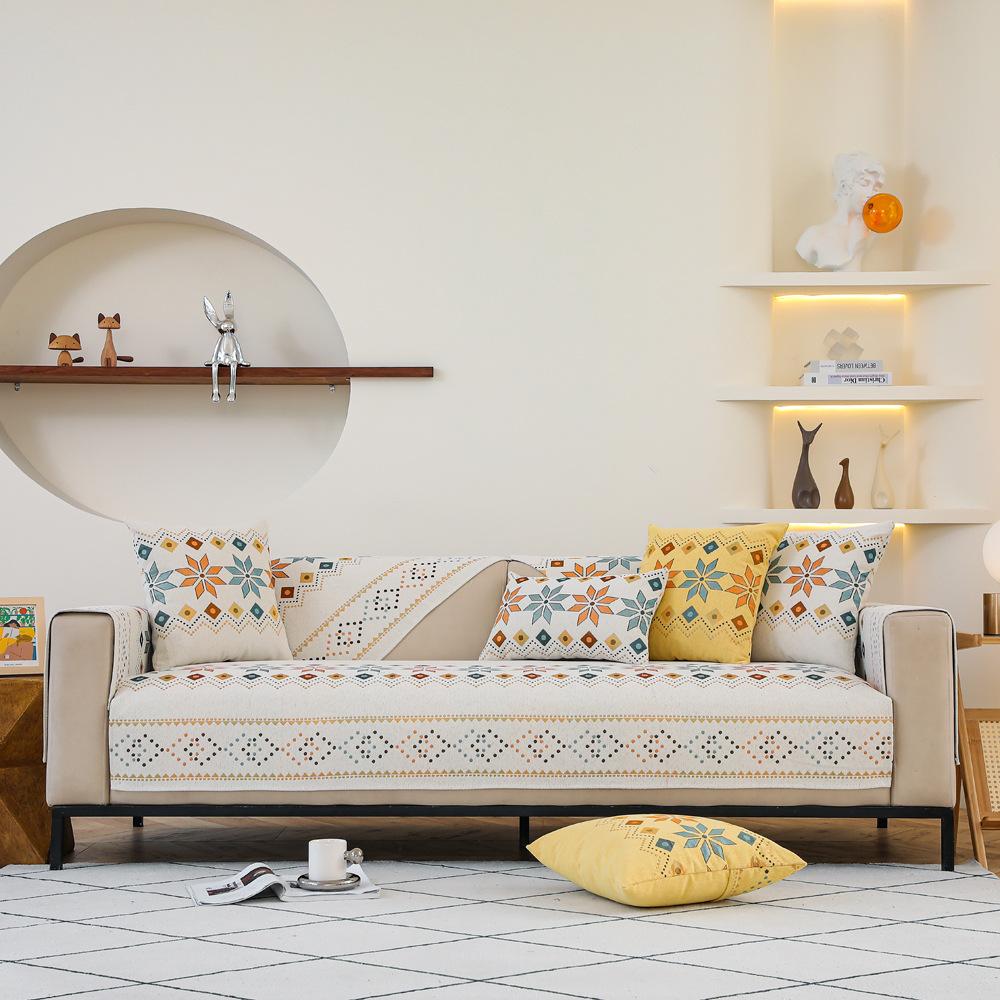 Chenille Sofa Cushion Four Seasons Universal Simple Modern Cover Cloth Sofa Cover Light Luxury High-End Cushion Towel Leather Summer