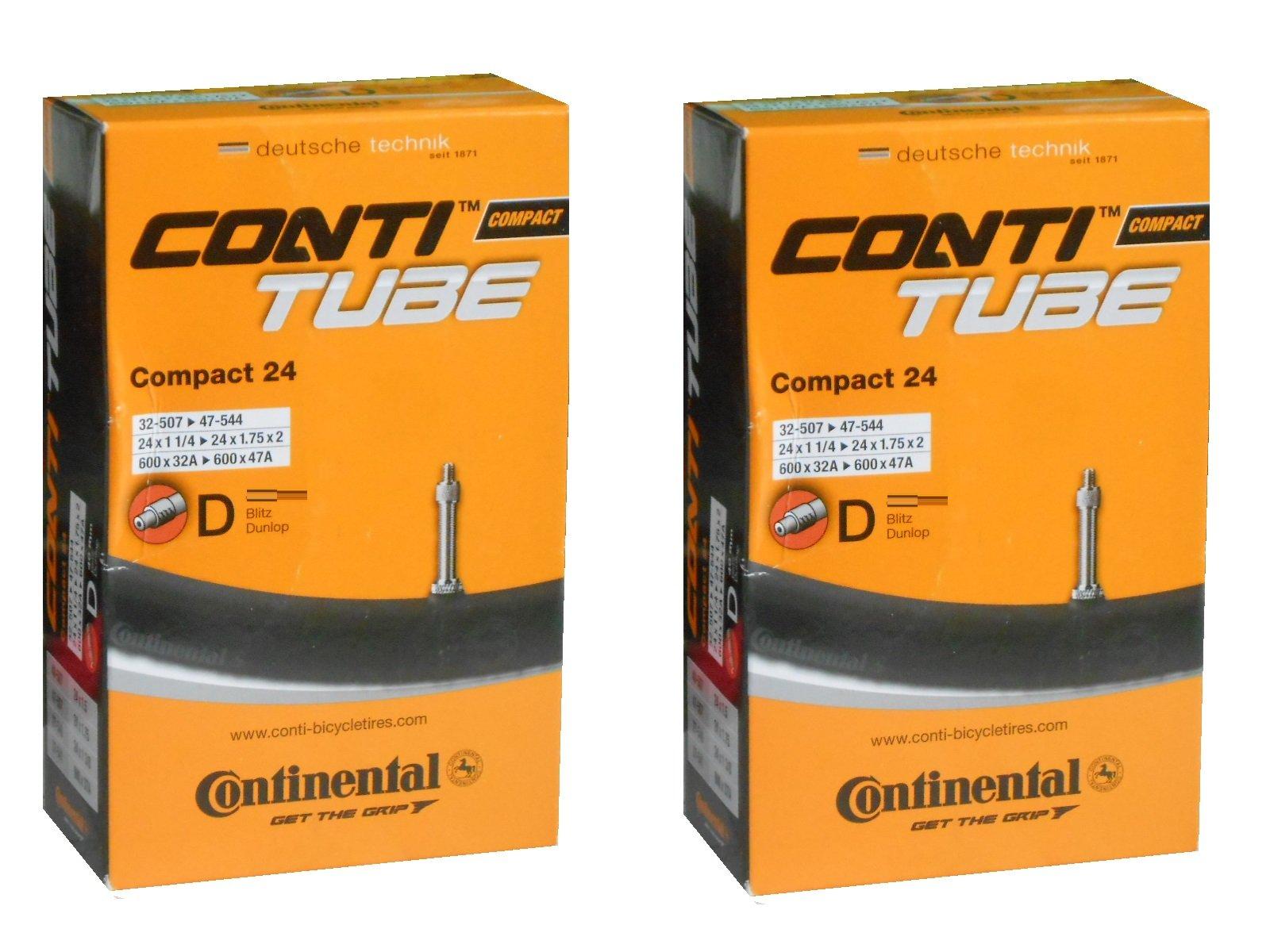 

Set of two Continental Compact24 tubes, 24x1 1/4 -24x1.75 x 2 (32-507/47-544) with 40mm British valves. [Imported]