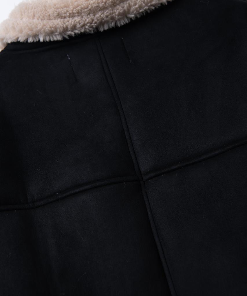 Place Studio Vintage Washed Minimal Suede Shearling Jacket_3 Colors