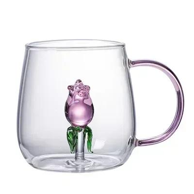 Cartoon Animal Shape Glass Home Cute High Borosilicate Glass Single Layer Cup Living Room with Guests Juice Cold Drink Cup Gift