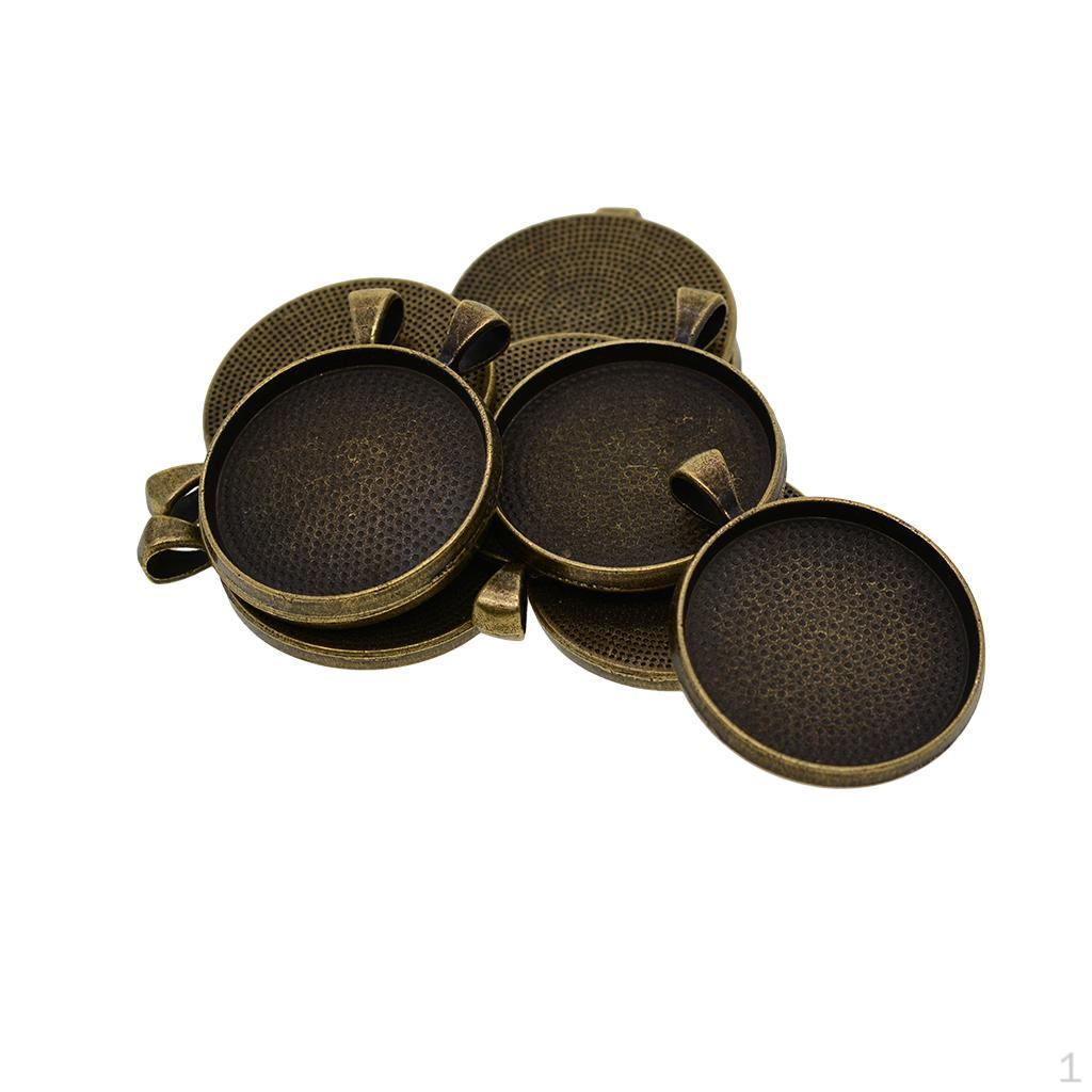 

10 Pcs Bezel Pendant Trays Single Loops Round Cabochon Settings DIY Jewelry Making бронзовий