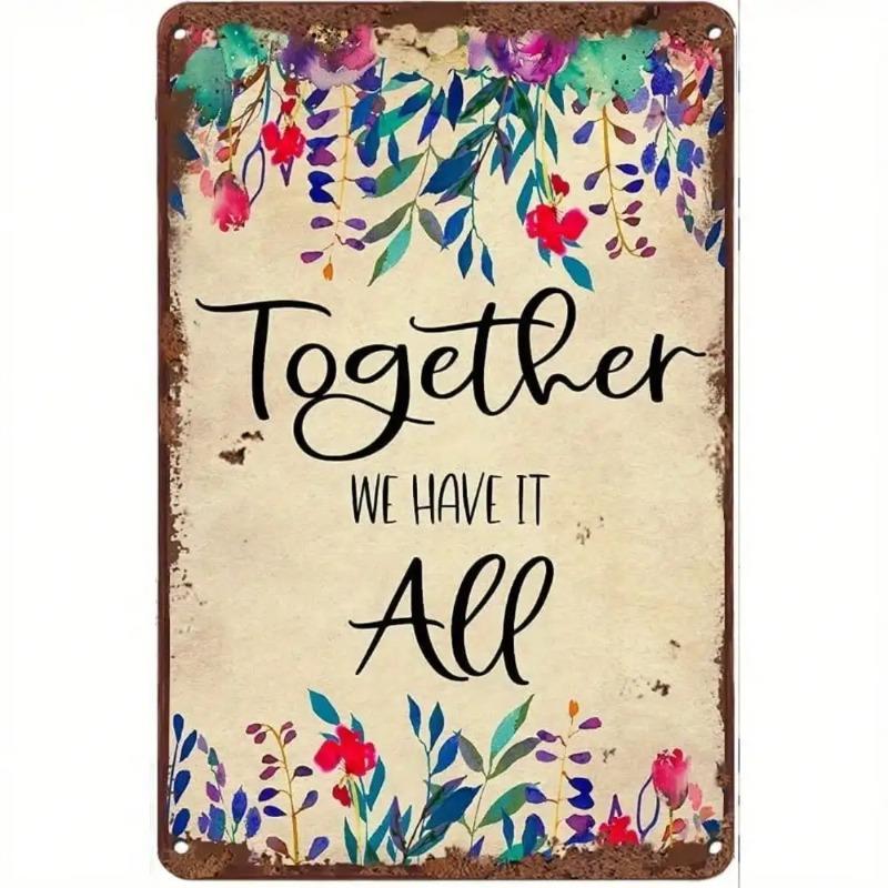 Vintage Floral Family Metal Sign Home Decor Wall Art