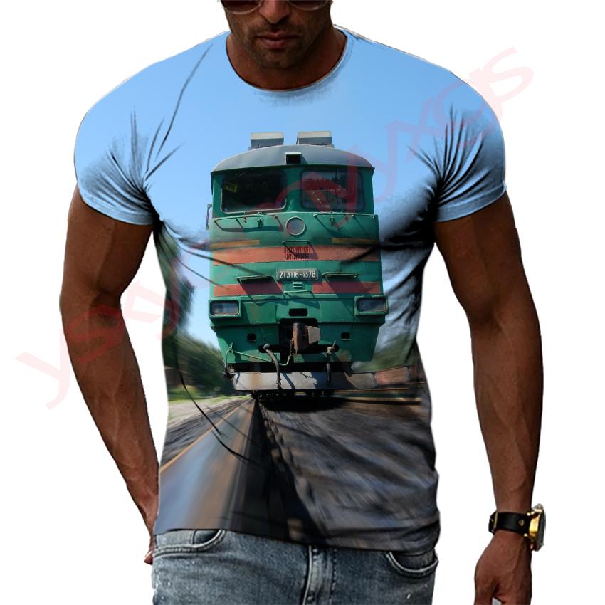 Retro parní lokomotiva Výchozí bod průmyslové revoluce Hip Hop Pánská trička 3D tisk Tričko s kulatým výstřihem Krátký rukáv
