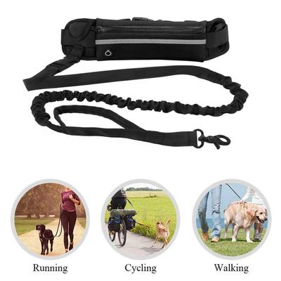 Hands Free Dog Leash With Waist Bag Adjustable Waist Belt Reflective Retractable Dog Walking Leash With Zipper Pouch For Hiking
