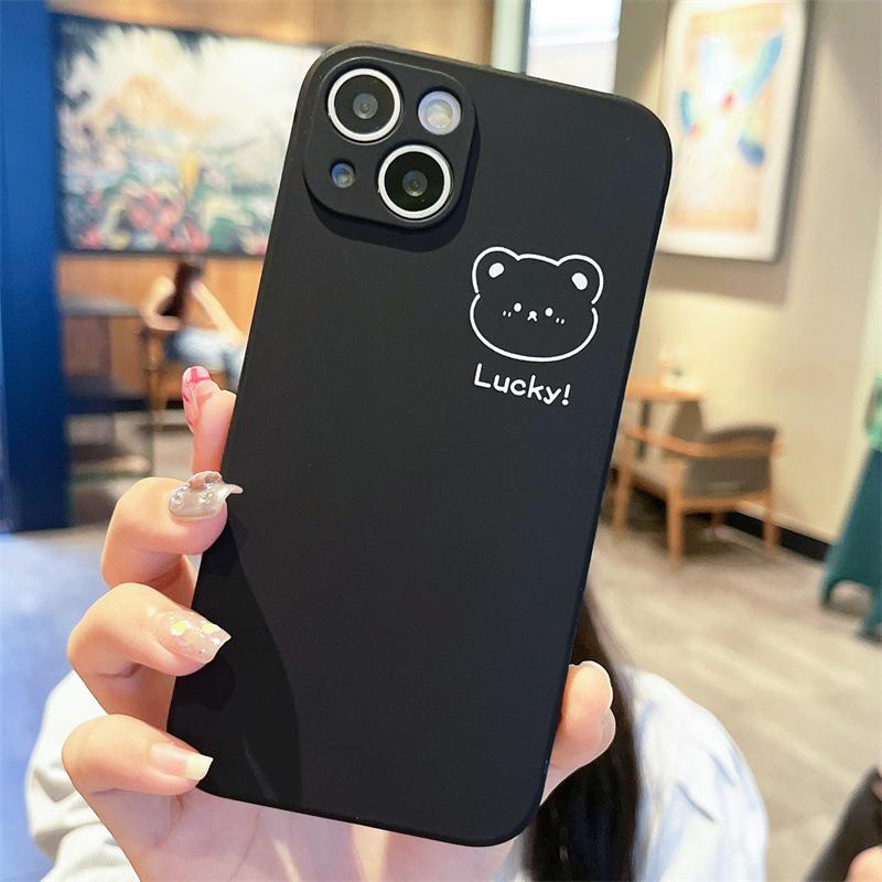 Lucky bear applies to Apple 15promax mobile phone case iPhone14 couple 13pro new 12 cartoon