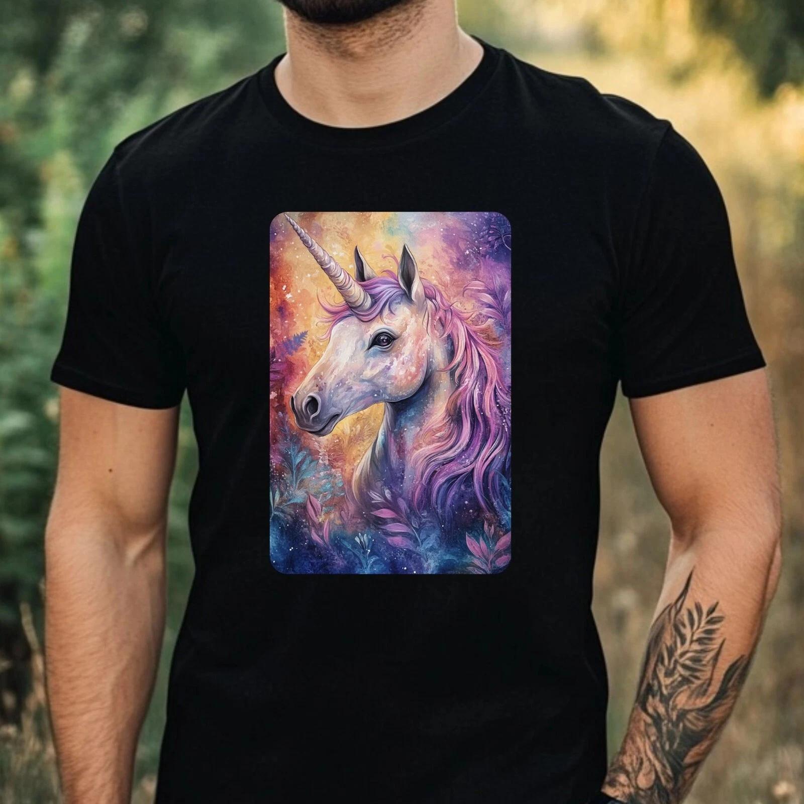 T-Shirt Herren Einhorn Portrait Motiv Baumwolle Größe XS bis 5XL XL