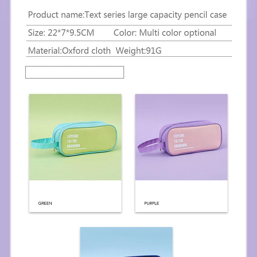 Candy Color Handheld Large Capacity Pen Bag Double Zipper Student Stationery Bag Multifunctional Pencil Case