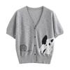 Chuyu Women's V-Neck Cat Jacquard Knit Top