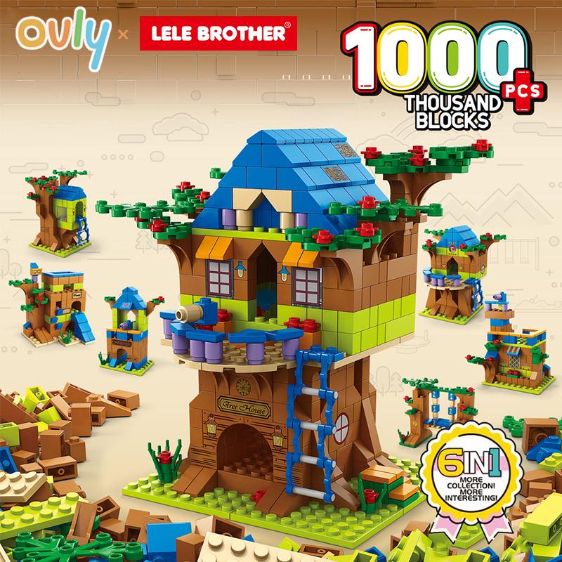 Lele Brother Bausteine Niedliches Baumhaus Zauberwald Schloss MOC Stadtszene Zusammengebaut DIY Kleine Steine