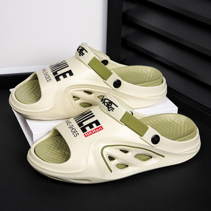 Fashion Summer Men's Slippers Thick Bottom Anti-Slip Sandals Casual Comfortable Driving Beach Shoes EVA Outsole For Indoor And Outdoor
