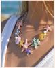 Ocean Necklace Colorful Starfish Seashell Multi Charm Silver Color Jewelry Mermaid Style Summer Beach Vacation Necklace Gift