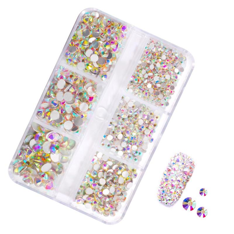 6-Grid Soft Pottery Rhinestone Boxed DIY Cobblestone Suit Nail Nail Jewelry Mixed