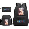 One Piece Luffy Anime Print Student Backpack Set 3 In 1 School Bag for Boys Girls with Pencil Case Tote Shoulder Bag