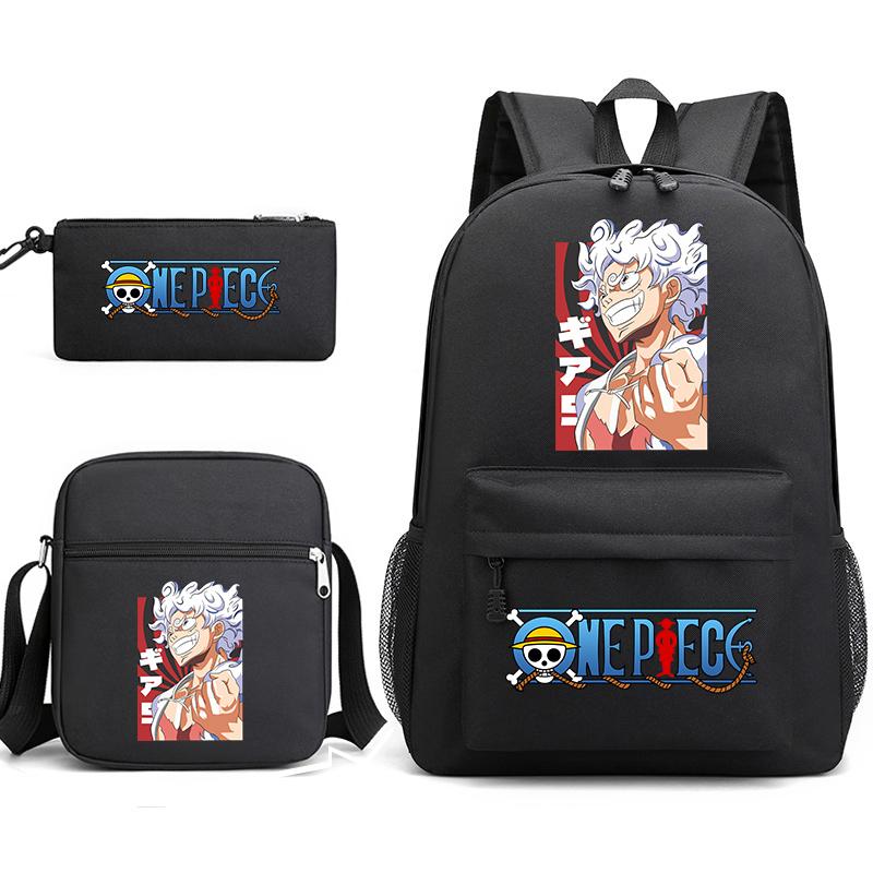 One Piece Luffy Anime Print Student Backpack Set 3 In 1 School Bag for Boys Girls with Pencil Case Tote Shoulder Bag